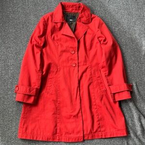 Mossimo Notch Lapel Trench Coat Sz XL Rust Red Lined Transition Layer Fall Work